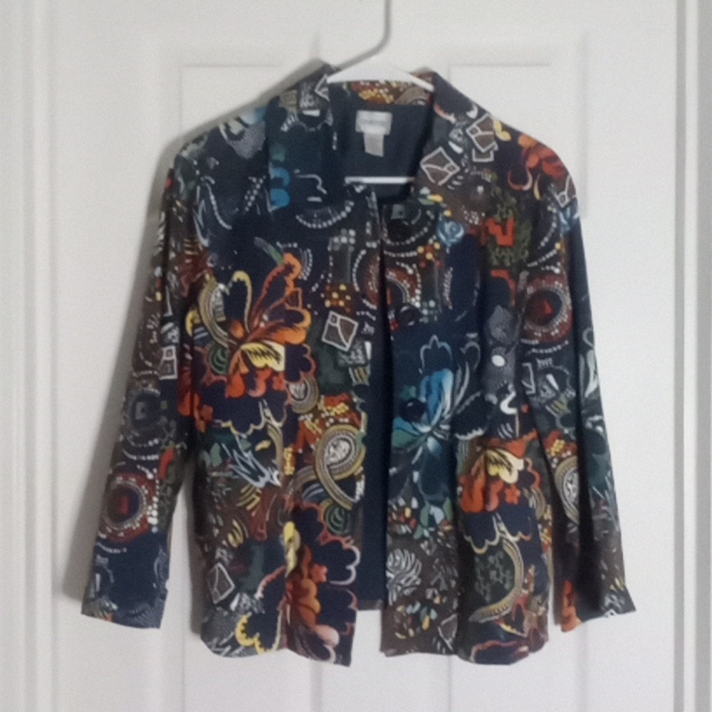Chico's floral cotton blend blazer Lined